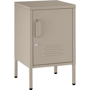 Tectake mesa de cabeceira em metal aço, 35x42,5x60,5 cm, cinza topo
