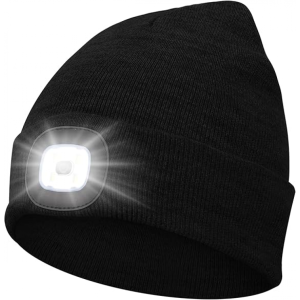 Gorro LED 3 em 1 inverno tricô leve recarregável