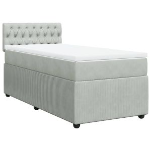 vidaXL cama box spring con colchón terciopelo gris claro 90x190 cm