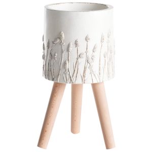 Vaso alto para plantas janina 24 cm branco creme