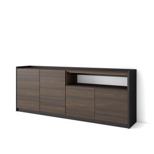 Aparador sala de jantar, 207x37x80cm, carvalho escuro e preto rf4274
