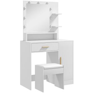 Toucador de maquilhagem 80x40x140 cm color blanco Homcom, casa - quarto