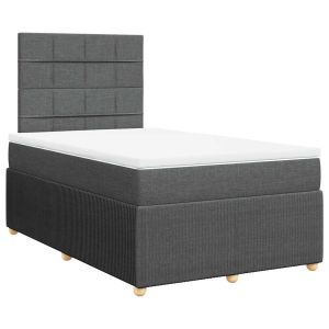 vidaXL cama box spring con colchón tela gris oscuro 120x200 cm