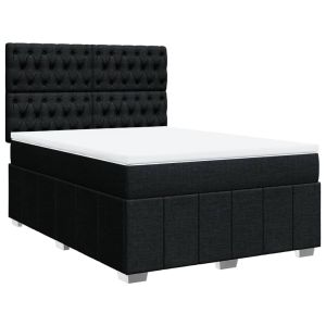 vidaXL cama box spring con colchón tela negro 160x200 cm