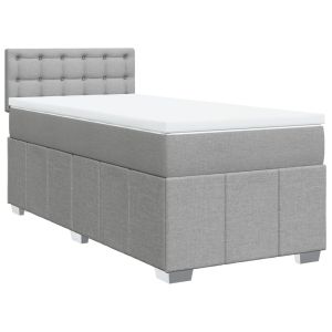vidaXL cama box spring con colchón tela gris claro 90x200 cm