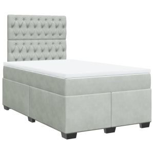vidaXL cama box spring con colchón terciopelo gris claro 120x190 cm