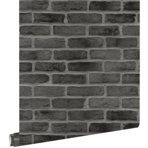 Estahome papel de parede parede de tijolo preto 53 cm x 10.05 m