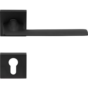 2 puxador roseta quadrada, furação, preto, para porta de entrada.