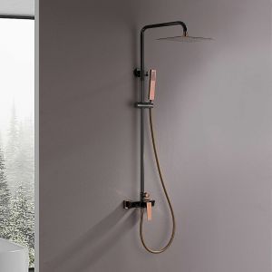 Conjunto duche misturador sky bath preto cristal e ouro rosa série infinite
