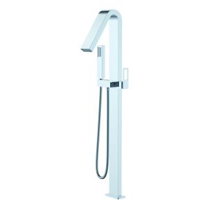 Misturador para banheira e ducha inox em aço e latão comando piso