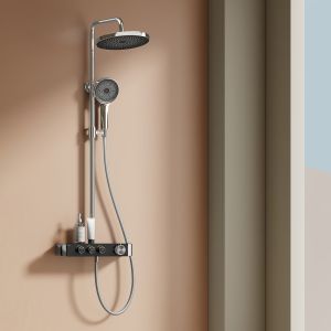 Emke sistema de ducha termostática cromado, 3 salidas, flujo ajustable