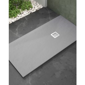 Base de duche 110 x 90cm válvula de drenagem e grelha | gris