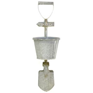 Floreira suspensa de metal cinza