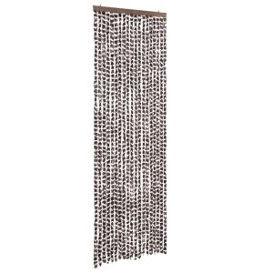 Cortina anti-insetos 56x200 cm chenille castanho e branco