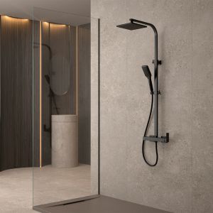 Coluna de duche monocomando quadrada preta PVC laura