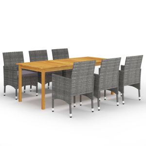 vidaXL juego de comedor de jardín de 7 piezas gris