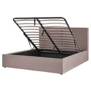 Sommier com arrumação moissac tecido taupe 160 x 200 cm
