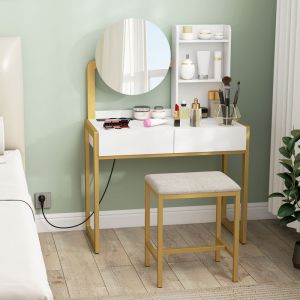 Toucador de maquilhagem 80x41.7x130 cm color blanco Homcom, casa - quarto