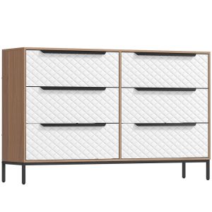 Cómoda com 6 gaveta tecido não tecido, aço e mdf color marrón