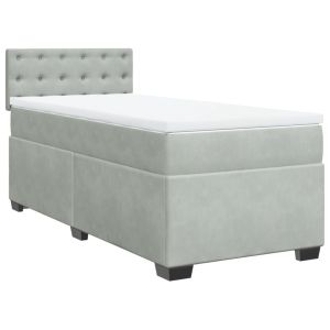 vidaXL cama box spring con colchón terciopelo gris claro 100x200 cm