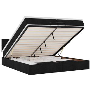 vidaXL estructura de cama otomana con colchones tela negra 200x200cm