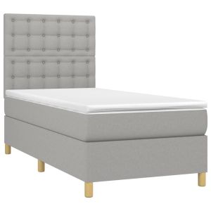 vidaXL cama box spring con colchón tela gris claro 90x190 cm