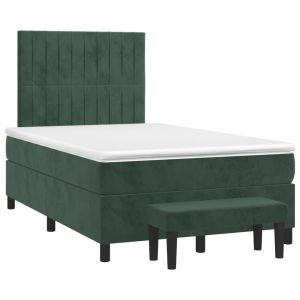 vidaXL cama box spring con colchón terciopelo verde oscuro 120x190 cm
