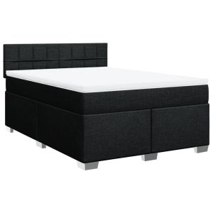 vidaXL cama box spring con colchón tela negro 140x200 cm