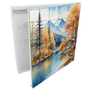 Caixa para guardar chaves decorativa 30x30x5, abertura à direita branca
