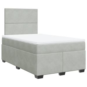 vidaXL cama box spring con colchón terciopelo gris claro 120x190 cm