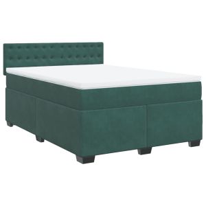 vidaXL cama box spring con colchón terciopelo verde oscuro 140x200 cm