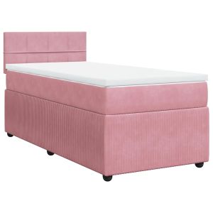 vidaXL cama box spring con colchón terciopelo rosa 80x200 cm