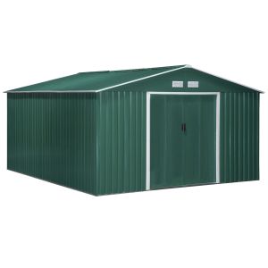 Abrigo de jardim aço galvanizado e pp verde 340x386x200cm