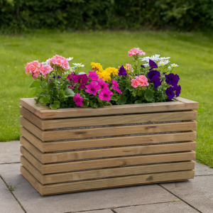 Jardineira luxe de madeira tratada vidahuerto 80x40x40 cm