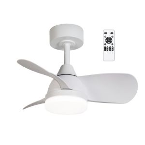 Ventoinha de teto com luz LED borse mini branco 3cct dim 18w ø90cm