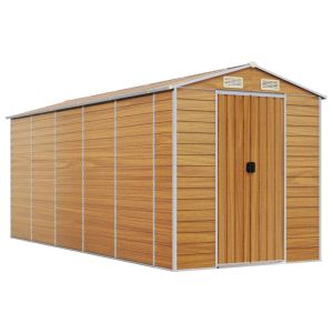 Abrigo de jardim 191x470x198 cm aço galvanizado castanho-claro