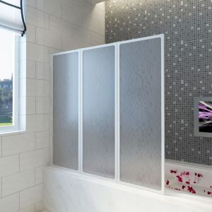 Painel de vidro dobrável para duche 3 peças 117 x 120 cm