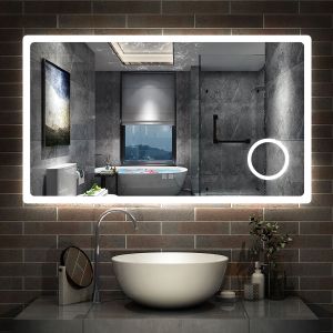 Aica espelho de casa de banho LED 140×80cm,bluetooth,espelho de aumento