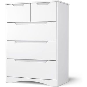 Cômoda moderna 5 gavetas branca em mdf - 72x41x94 cm