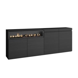 Aparador sala de jantar, 200x35x75cm, preto, lareira eléctrica rf2385