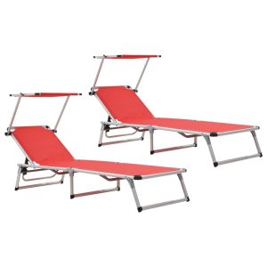 Helloshop26 - espreguiçadeira dobrável com toldo - pack x2