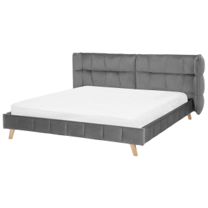 Cama veludo senlis 180 x 200 cm cinzento