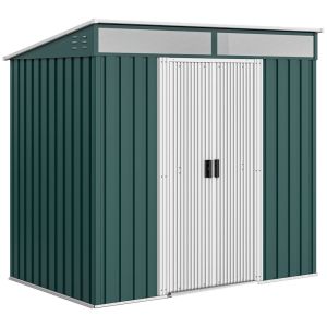 Abrigo de jardim 195x122x181,5 cm aço galvanizado color verde Outsunny