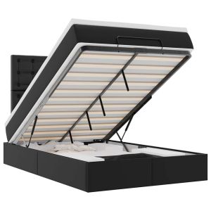vidaXL estructura cama otomana colchón cuero sintético negro 120x200cm