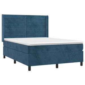 vidaXL cama box spring con colchón terciopelo azul oscuro 140x190 cm