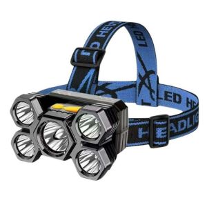 Lanterna LED 5 lâmpadas pesca exterior potente recarregável