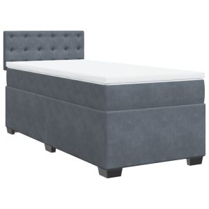 vidaXL cama box spring con colchón terciopelo gris oscuro 100x200 cm