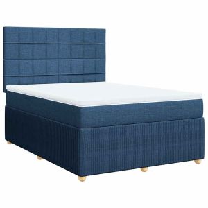 vidaXL cama box spring con colchón tela azul 160x200 cm