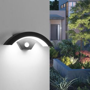 Luminária de parede exterior com sensor impermeável 24 w 6500 k preto