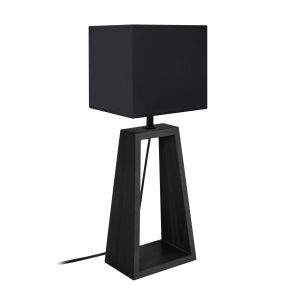 Candeeiro de mesa  madeira   mikelli  preto  d15 cm